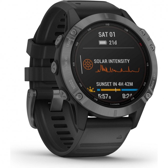Часы GARMIN FENIX 6s Solar серебристый с черным ремешком 010-02409-00
