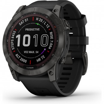 Часы GARMIN FENIX 7 Sapphire Solar титановый черный DLC с силиконовым ремешком