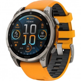Смарт-часы GARMIN FENIX 8 – 47 мм, AMOLED Sapphire, титан с силиконовым ремешком цвета Spark Orange/Graphite