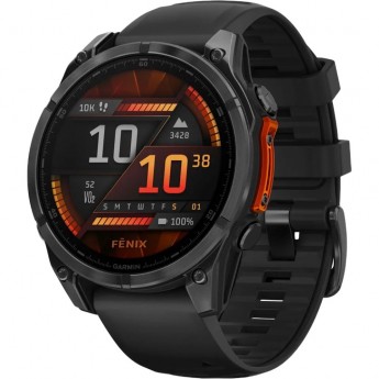 Смарт-часы GARMIN FENIX 8 – 47 мм, AMOLED, сланцево-серые с черным силиконовым ремешком