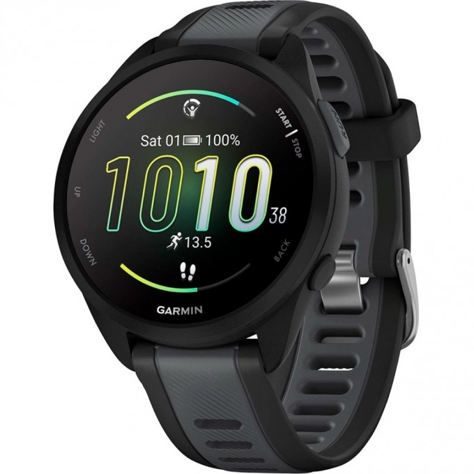 Смарт-часы GARMIN FORERUNNER 165, черный/сланцево-серый силиконовый ремешок 010-02863-20